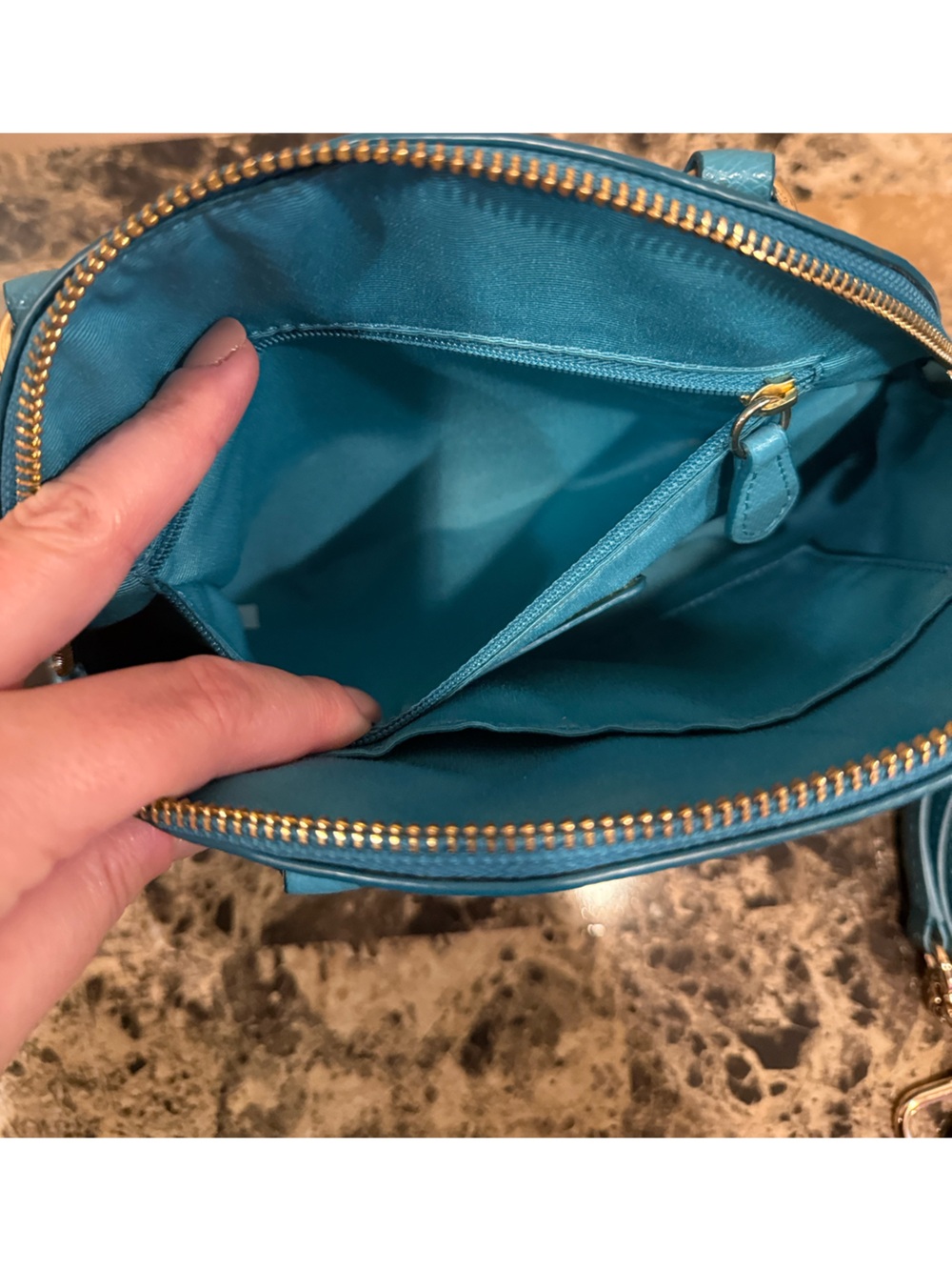 Coach Mini Cora Dome Satchel Crossbody Turquoise Blue Pebbled Leather - Picture 11 of 12